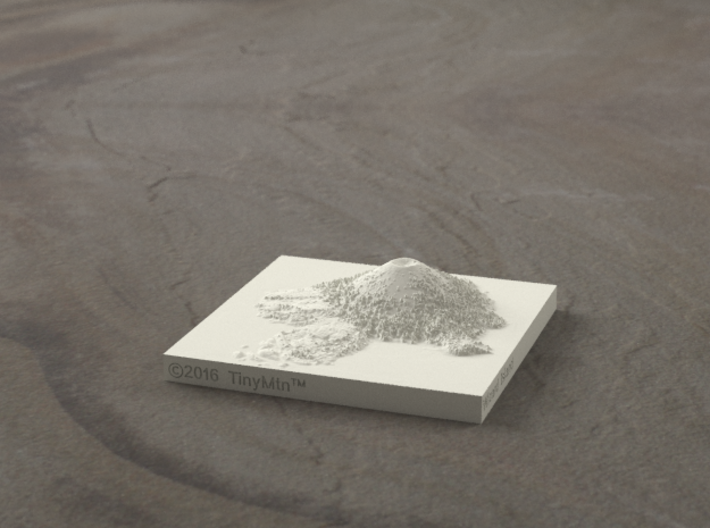 3'' Wizard Island, Oregon, USA, Sandstone 3d printed Radiance rendering, looking East