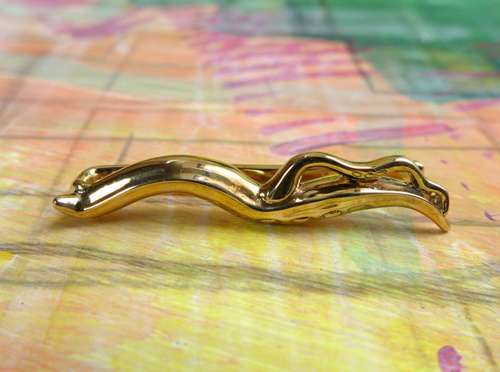 C. elegans Nematode Worm Tie Bar 3d printed Caenorhabditis tie bar in polished bronze