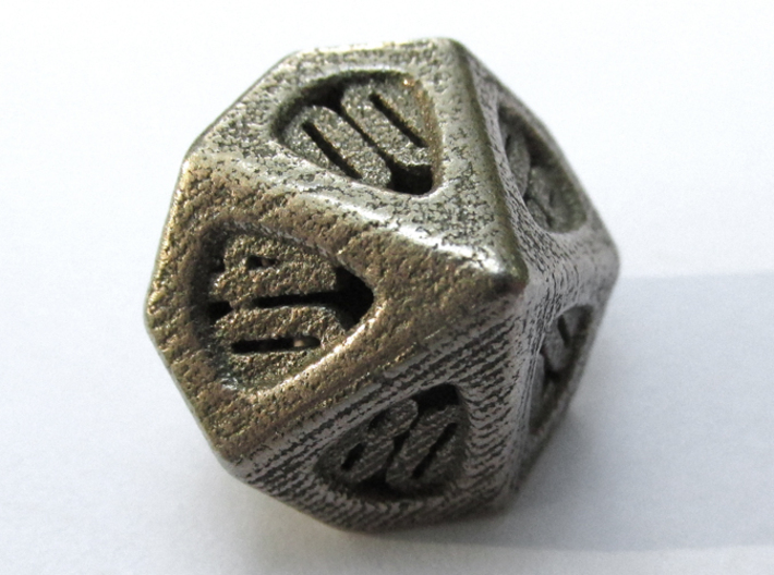 Thoroughly Modern d10 Decader 3d printed In Stainless Steel