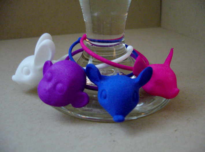 Mouse Wine Glass Charm 3d printed wine glass charms bunny, monkey, mouse, pig