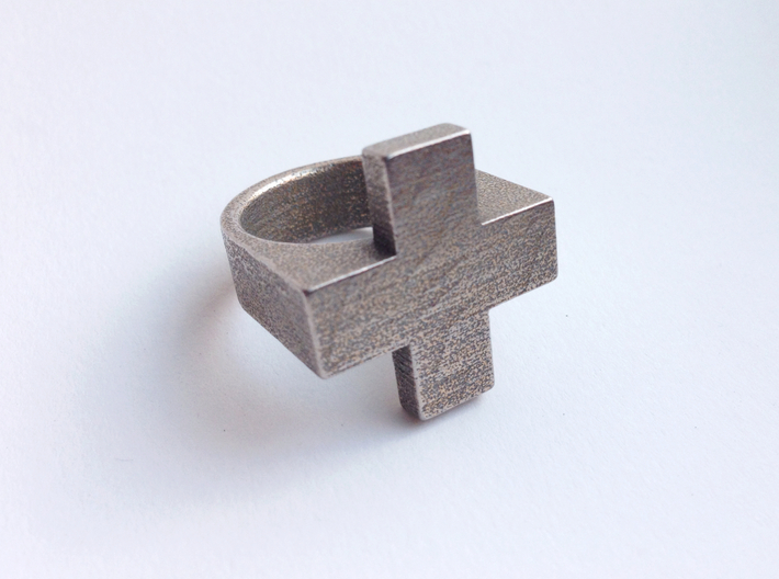Plus Ring 3d printed Stainless Steel