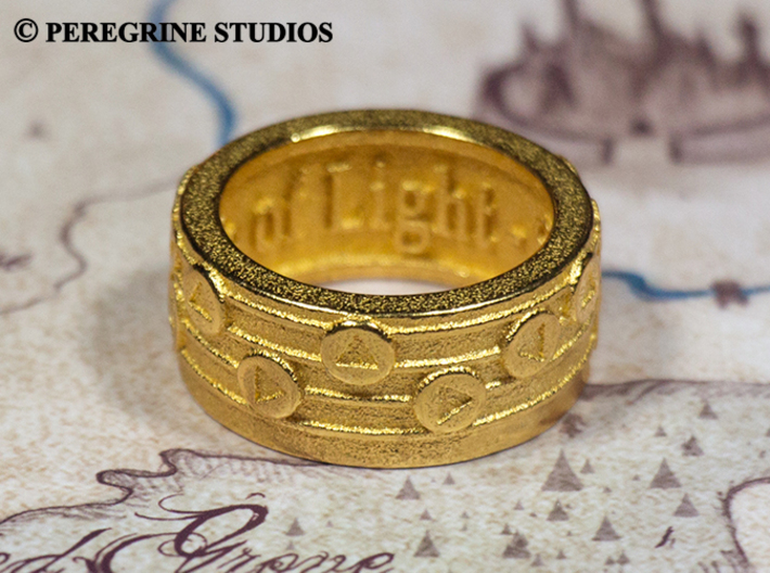 Ring - Prelude of Light 3d printed Polished Gold Steel