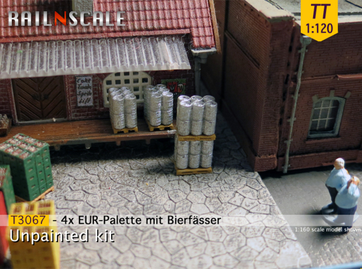 4x EUR-Palette mit Bierfässer (TT 1:120) 3d printed