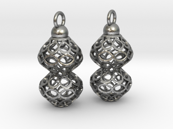 Voronoi style Double Bead Earrings 3d printed