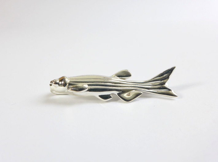 Zebrafish Tie Bar - Science Jewelry 3d printed Zebrafish tie bar in polished silver