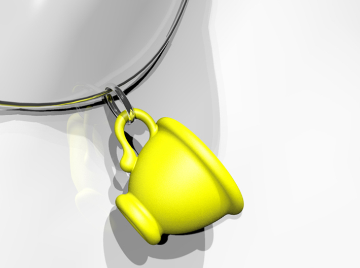 Coffee Cup Pendant 3d printed Yellow Strong &amp; Flexible Polished