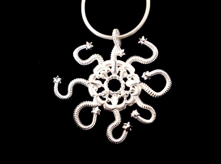 Discalia Jellyfish pendant 3d printed Discalia pendant in raw silver