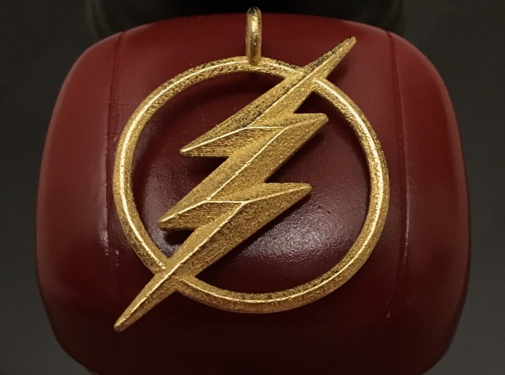 The Flash Keychain 3d printed Printed in Polished Gold Steel