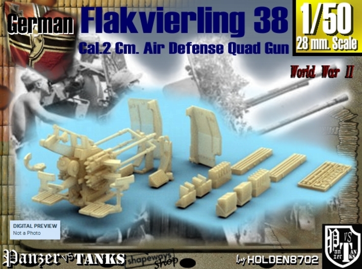 1-50 Flakvierling 38 For A-Wagen W Boxes 3d printed