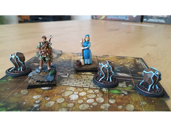 Summoned Stone tokens (3 pcs) 3d printed Hand-painted. Pic courtesy of user Aekold @ BGG. Tiles and minis not included.