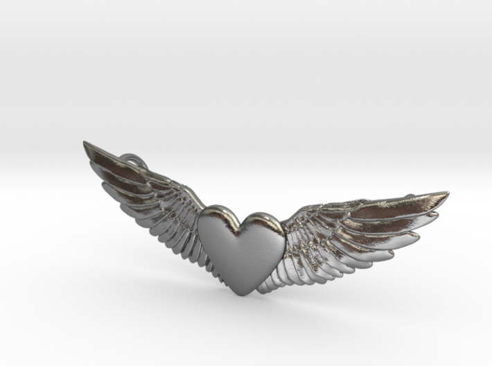 Heart With Wings Pendant 3d printed 