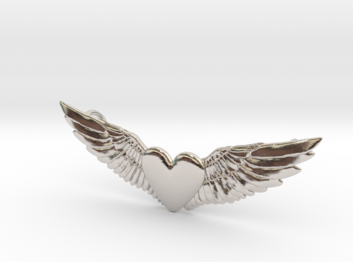Heart With Wings Pendant 3d printed