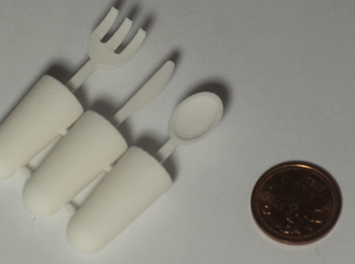 BJD Cutlery Set 3d printed Utensils printed in white, strong &amp; flexible