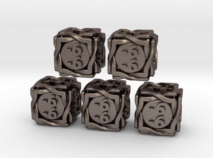 5 × Twined D6 -1/-1 counters (14 mm) Hollow 3d printed