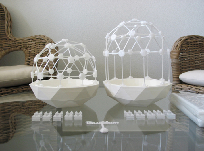 MGD-03 (10x): A Set with 10 Hexa-Y-parts 3d printed Flexible Mini Greenhouse-Dome with Pot (Sets short and long + sign). Own 3D-prints with PLA.