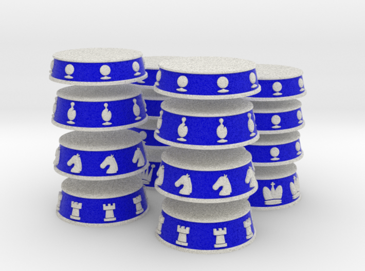 Chess Bases White over Blue - 1 inch 3d printed