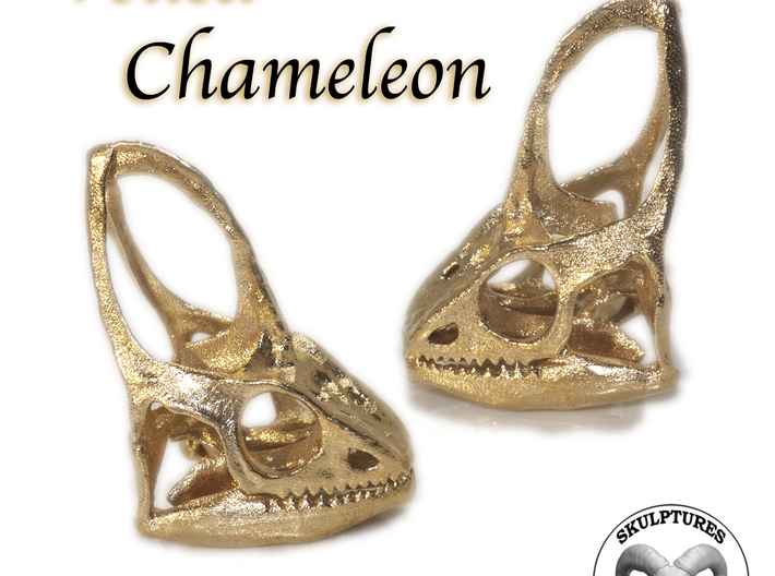 Veiled Chameleon Skull Pendant 3d printed