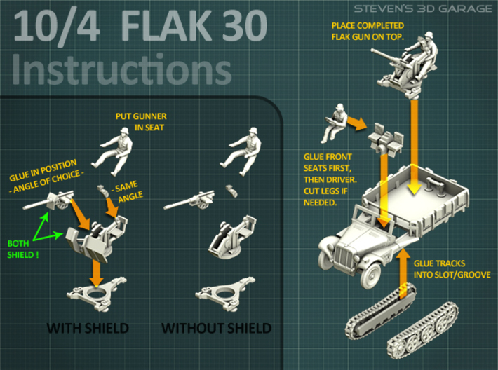 Sd.Kfz 10/4  FLAK 30  (4 pack) 3d printed 