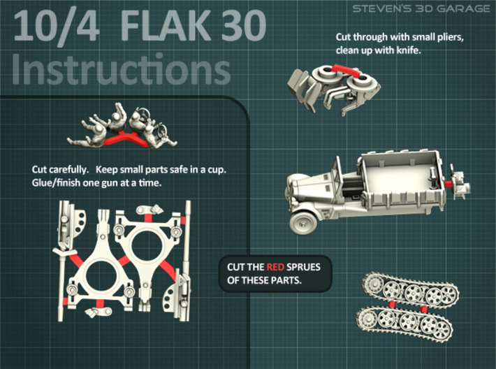 Sd.Kfz 10/4  FLAK 30  (4 pack) 3d printed 