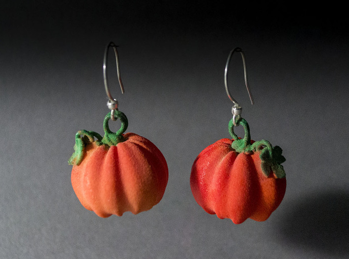 Pumpkin Earrings 3d printed