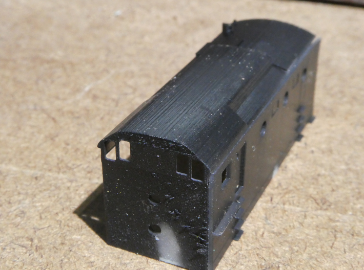 SP Rotary Snow Plow in N Scale 3d printed Light painting helps to align parts for assembly.  Avoid painting the actual areas that will be glued.