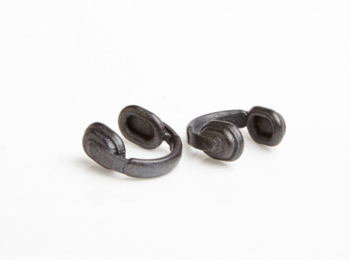 Headphones Cufflinks 3d printed Bassline Headphones Cufflinks - Matte Black Steel