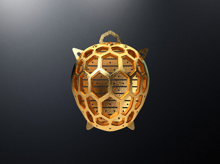 Turtle pendant 3d printed Turtle pendant is 3D printed in raw brass.