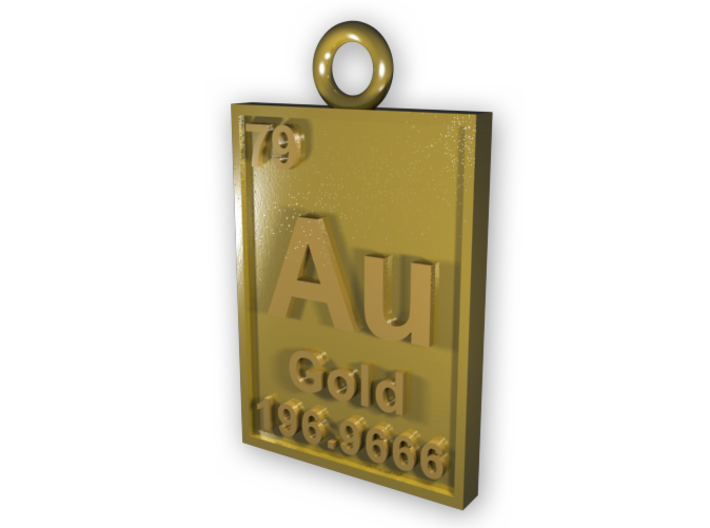 Gold Periodic Table Pendant 3d printed CGI Render of The Gold Periodic Table Pendant printed in Gold Plated Brass.