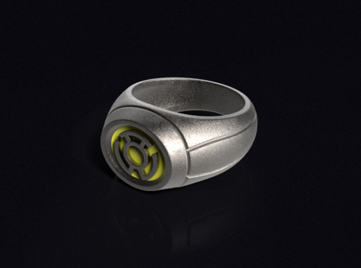 Yellow Lantern Ring 3d printed 3D render of the ring. Does not come with enamel paint applied.