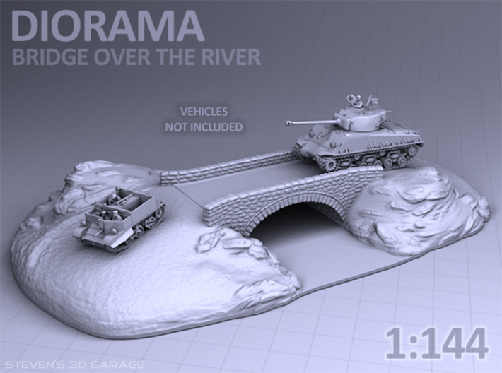 Diorama - Bridge over the river 3d printed