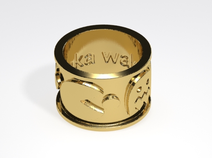 Pac-man inspired Ring Size 10 3d printed Sample brass render
