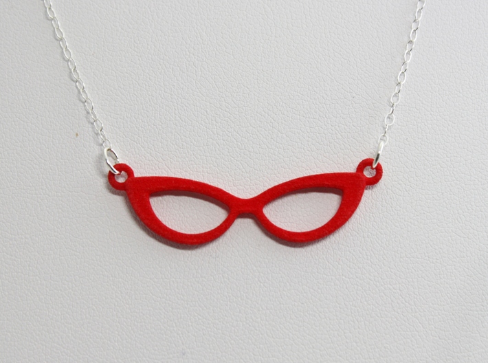 Cateye Glasses Necklace 3d printed Red Strong and Flexible Polished Plastic - CHAIN NOT INCLUDED