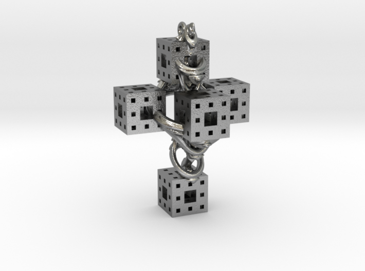  Crucifixum Fractalum Mathematicae - Argentum Unum 3d printed 