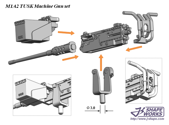1/18 M1A2 Tusk Machine Gun set 3d printed 