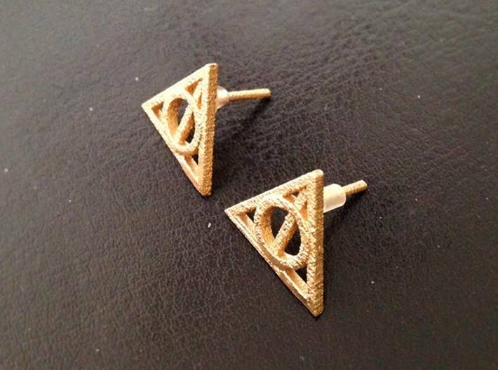 Harry Potter Earrings Deathly Hallows Studs 3d printed