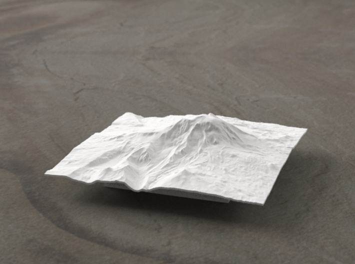 4'' Mt. Adams, Washington, USA, WSF 3d printed Radiance rendering of model, viewed from the East.