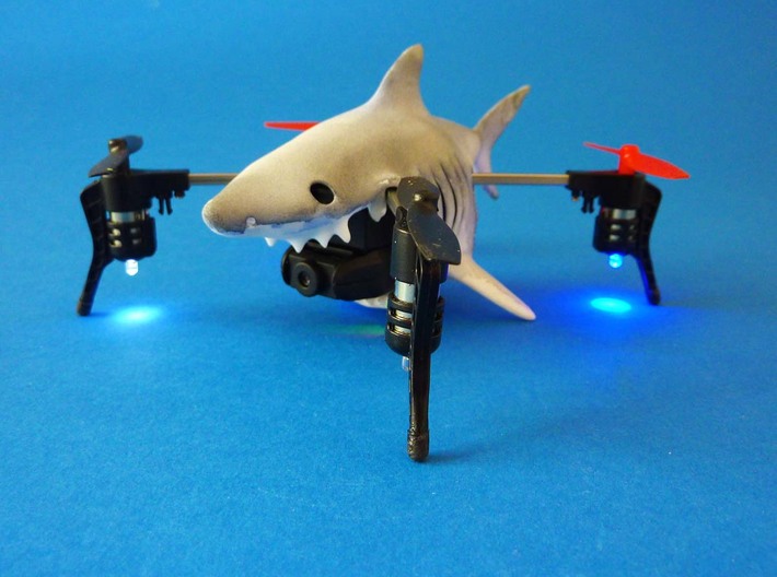 Shark case for Micro Drone 3 3d printed Shark case for Micro Drone- 3D printed in white nylon- Kai Bracher