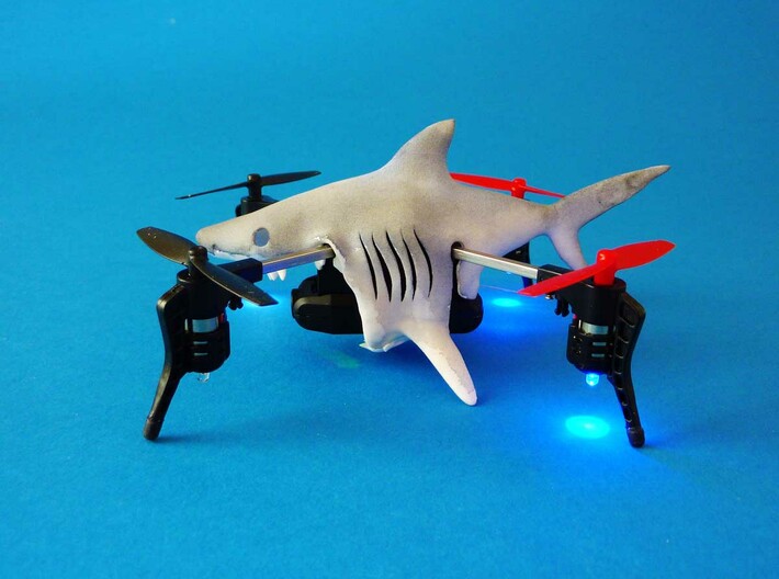 Shark case for Micro Drone 3 3d printed Shark case for Micro Drone- 3D printed in white nylon- Kai Bracher