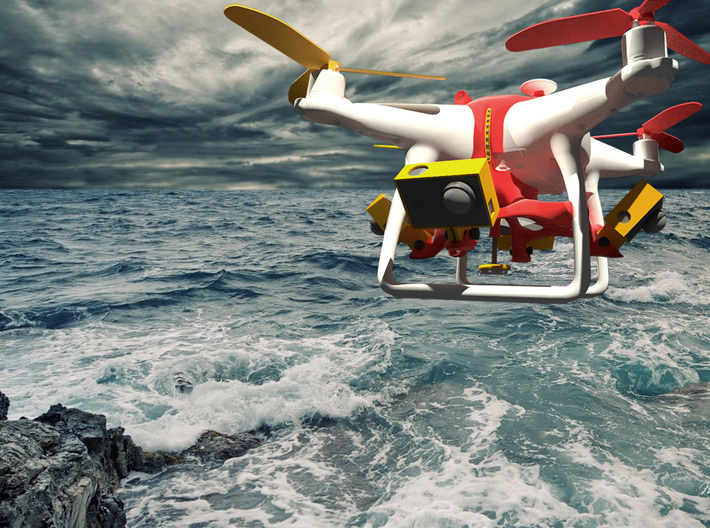 Search & Rescue 360° video harness for DJI Phantom 3d printed Shoreline tracking