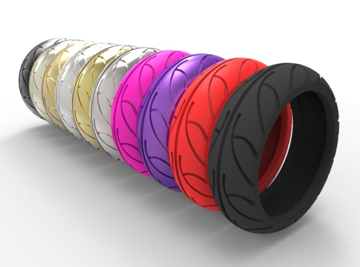 Street Bike Tread Ring Size 7 3d printed