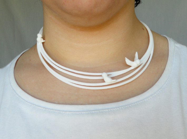 Birds on Wires Necklace Large 3d printed