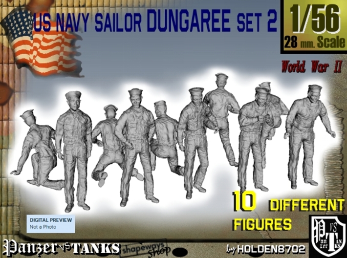 1-56 US Navy Dungaree Set 2 3d printed