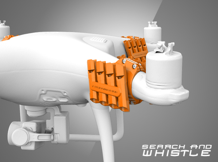 Phantom 4 - 'Search and Whistle' Drone Attachment 3d printed Phantom 4 - Drone Whistle 