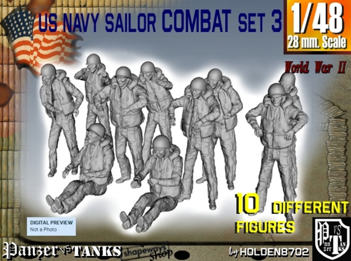 1-48 US Navy Sailors Combat SET 3 3d printed
