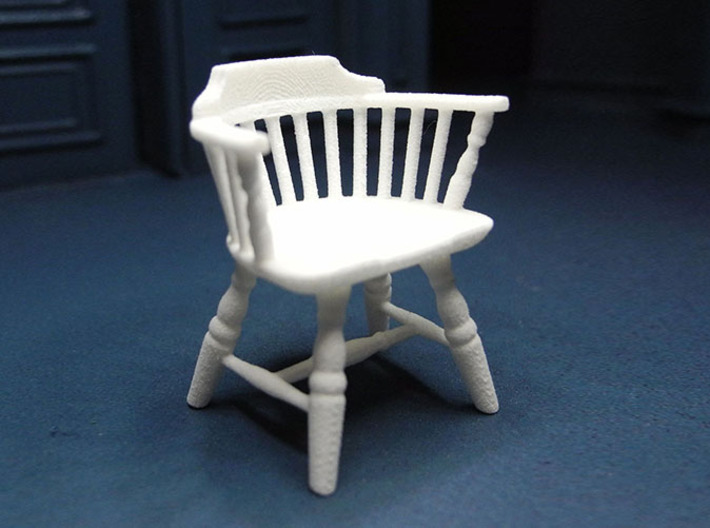 1:24 Low Back Windsor Chair 3d printed Printed in White, Strong & Flexible