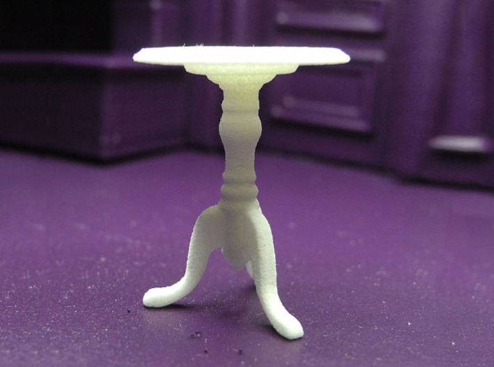 1:24 Colonial Side Table 3d printed Printed in White, Strong &amp; Flexible