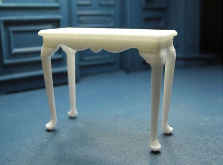 1:24 Queen Anne Fancy Console Table, Medium 3d printed Printed in White Strong &amp; Flexible