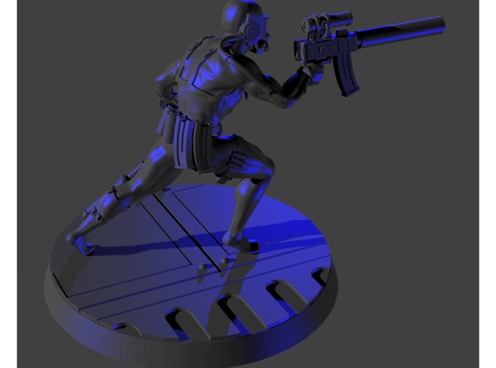 Assassin 28mm-32mm scale 3d printed Side/rear in blue light