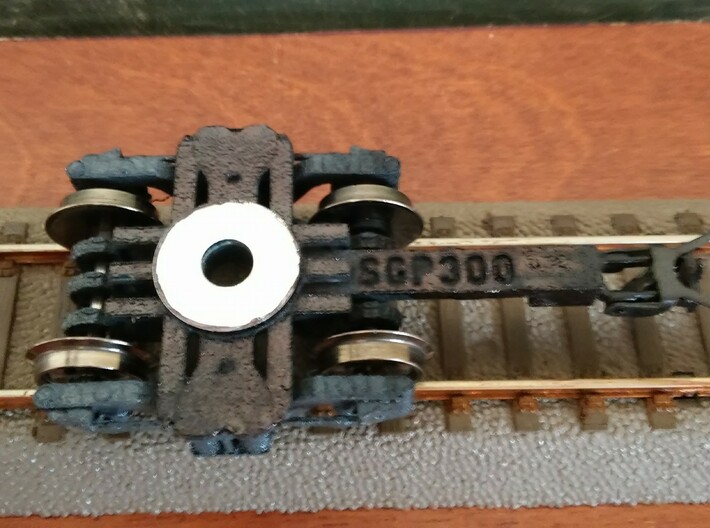 Bogie SGP300 3d printed Ready model, with wheels, bearings and couplings fitted (White strong and flexible)