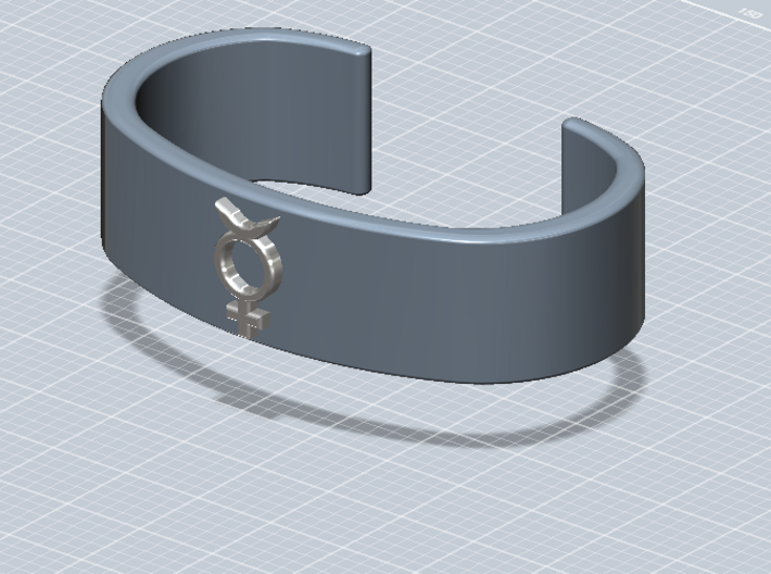Mercury Symbol Thin Cuff Bracelet 3d printed AutoCAD view